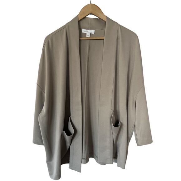 J Jill Pure Jill Sand-washed Grey Taupe Open Front Boxy Oversized Cardigan XL - Picture 1 of 6